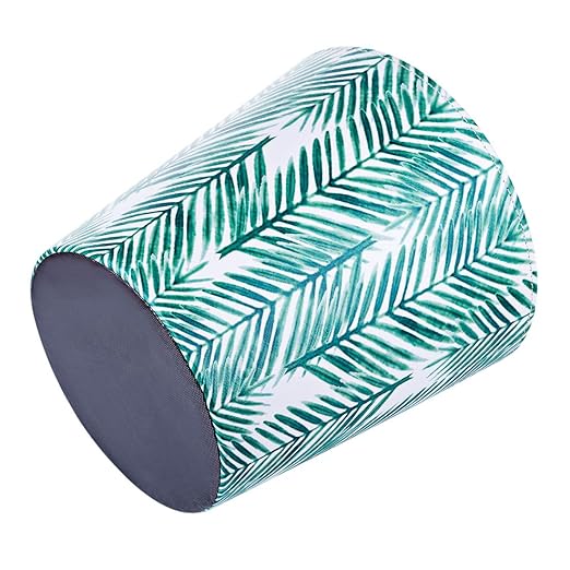 Paper Wastebasket Without Lid PU Leather Round Decorative Trash Bin Garbage Can Dustbin for Hotel Dormitory Kitchen Bedroom Bathroom Office Green Leaves