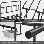 Yaheetech Classic Metal Platform Bed Frame Mattress Foundation with Victorian Style Iron-Art Headboard/Footboard/Under Bed Storage/No Box Spring Needed/Queen Size Black