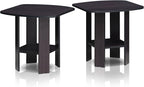 Furinno Simple Design End Table, 2-Pack, Dark Walnut