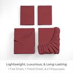 Mellanni Queen Sheets Set - 4 PC Iconic Collection Bedding - Hotel Luxury, Extra Soft, Cooling Bed Sheets - Wrinkle, Fade, Stain Resistant (Queen, Brick Red)