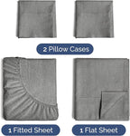 Twin 4 Piece Sheet Set - Comfy Breathable & Cooling - Soft Hotel Luxury Bedding Set with 8-16 Inch Deep Pockets - 1 Flat & 1 Fitted Sheet & 2 Pillowcases - Wrinkle Free & Easy Care - Heathered Grey