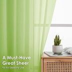 OVZME Sheer Curtains 63 inch Length 2 Panels Set for Bedroom Living Room, Soft Airy Elegant Light Filtering Sheer Curtains, Dual Rod Pocket Window Drapes, Each 42W x 63L Inches, Lime