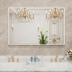 LOAAO 48x30 Inch White Metal Framed Bathroom Mirror for Wall, White Bathroom Vanity Mirror Farmhouse, Large Rounded Rectangle Mirror, Anti-Rust, Tempered Glass, Hangs Horizontally or Vertically