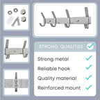 Coat Rack Wall Mount – Brushed Nickel 12 Inch Stainless Steel Hook Rail with 4 Heavy Duty Double Coat Hooks – Wall Mounted Coat Hanger for Entryway, Bathroom, Bedroom, Towel, Hat Organizer