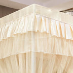 Mengersi Canopy Bed Curtains Full Sizes,Bed Canopy for Girls Royal Luxurious Cozy Bed Drapes Girls Room Decor(Ivory,Full)