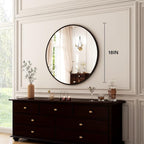 HARRITPURE Round Mirror 18 Black Wall Mounted Circle Mirrors Vanity Mirror with Brushed Aluminum Alloy Frame Modern Decoration for Bathroom, Living Room, Vanity, Bedroom, Entryway