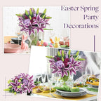 Hotop 20 Pcs Artificial Flowers Velvet Realistic Roses and Latex Lilies Flowers Bouquet Decorations Arrangements for Home Table Centerpieces Independence Day(Violet, Light Purple,Purple)