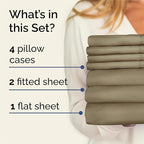 Split King 7 Piece Sheet Set - Comfy Breathable & Cooling - Ultra-Soft Hotel Luxury Bedding Set w/ 8-16 Inch Deep Pockets - 1 Flat & 2 Fitted Sheet & 4 Pillowcases - Wrinkle Free & Easy Care - Khaki