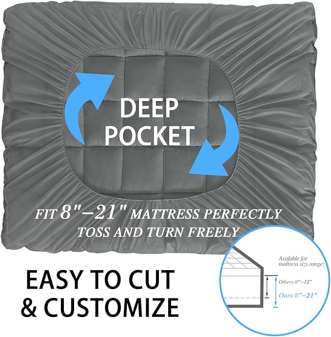 CYMULA Mattress Topper Queen Size - Extra Thick Cooling Mattress Pad Cover for Back Pain - Soft Mattress Protector Firm Bed Topper Pillow Top with 8-21 Inch Deep Pocket 3D Snow Down Alternative Fill