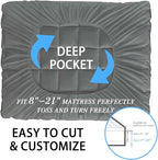 CYMULA California King Mattress Topper, Extra Thick 3D Snow Down Alternative Filling, Breathable Grey Fabric, 8-21 Inches Deep Pocket, Machine Washable