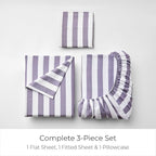 Mellanni Twin Sheets Set - 3 PC Iconic Collection Bedding - Hotel Luxury, Extra Soft, Cooling Bed Sheets - Wrinkle, Fade, Stain Resistant (Twin, Oxford Stripe Hazy Lilac)