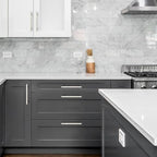 Ravinte Brushed Nickel Cabinet Handles 5 Pack 6-3/10 inch Satin Nickel Square Cabinet Pulls Silver Hardware for Kitchen Cabinets 8-4/5 inch Overall Length Stainless Steel Drawer Pulls