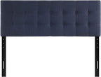 Modway Emily Tufted Button Linen Fabric Upholstered King Headboard in Navy