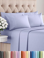 Cal King 6 Piece Sheet Set - Comfy Breathable & Cooling - Ultra-Soft Hotel Luxury Bedding Set w/ 8-16 Inch Deep Pockets - 1 Flat & 1 Fitted Sheet & 4 Pillowcases - Wrinkle Free & Easy Care - Lavender