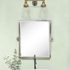 TEHOME Pivot Mirror Brushed Nickel Tilt Rectangle Bathroom Mirror Tilting Metal Framed Beveled Vanity Mirrors, Overall 23.9 x 24 inches (Mirrror 20 x 24 inches)