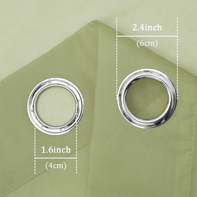 KEQIAOSUOCAI Sage Green Sheer Curtains - Grommet Light Filtering Window Treatment Voile Curtain Panels for Living Room (54 Wide 72 Long Per Panel,2 Panels)
