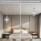 Small Chandelier for Bedroom, 90% Pre-Assembled Chrome Chandelier, Mini Acrylic Crystal Chandelier, 1 Light Pendant Light Fixtures for Bedroom,Closet, Bathroom,Entryway,Foyer, Living Room