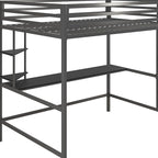 Novogratz Maxwell Metal Full Loft Bed with Desk & Shelves, Gray/Black