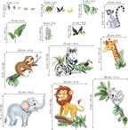 decalmile Jungle Animals Wall Decals Safari Elephant Lion Giraffe Door Wall Stickers Baby Nursery Kids Room Toddler Room Wall Decor