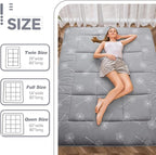 MAXYOYO Futon Mattress Japanese Floor Mattress, Extra Thick Dandelion Pattern Bed Mattress Topper, Quilted Folding Sleeping Pad Breathable Floor Lounger Guest Bed for Camping, Grey, Full