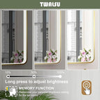 LED Bathroom Mirror with Lights, 40x28 Inch Gold Metal Framed LED Mirror for Bathroom, 3 Colors and Stepless Dimmable Wall Mounted Lighted Bathroom Vanity Mirror, Anti-Fog, Memory