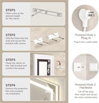 USHOWER LED Bathroom Mirror 24x32 Inch with Lights - Frameless Tempered Glass LED Backlit Lighted Mirror for Bathroom Vanity with Anti-Fog, 3 Colors Dimmable, Memory Function, Wall-Mounted
