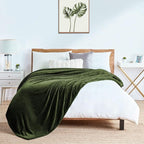 Walensee Fleece Blanket Plush Throw Fuzzy Lightweight (Queen Size 90x90 Olive Green) Super Soft Microfiber Flannel Blankets for Couch, Bed, Sofa Ultra Luxurious Warm and Cozy for All Seasons