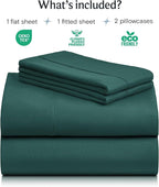 LuxClub 4 PC King Sheet Set, Deep Pockets Wrinkle Free Cooling Bed Sheets Hotel Bedding for Women, Men, Kids & Teens, Includes 1 Fitted Sheet, 1 Flat Sheet and 2 Pillowcases - Silky Soft Emerald
