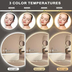 YUDACHU 40"×28" LED Mirror for Bathroom, Anti Fog Half Moon Mirrors for Wall-Irregular Modern Vanity Mirror-with Backlit, 3 Colors, Stepless Dimmable, Shatter-Proof