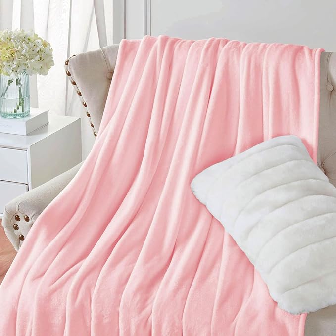 Walensee Fleece Blanket Plush Throw Fuzzy Lightweight (King Size 108x90 Pink) Super Soft Microfiber Flannel Blankets for Couch, Bed, Sofa Ultra Luxurious Warm and Cozy for All Seasons