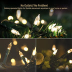 koopower 36ft 100 LED Battery Operated Christmas Lights with Timer (8 Modes), IP65 Waterproof for Christmas Tree, Green String, Warm White