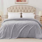 Exclusivo Mezcla Fleece Blanket Twin Size for Bed, Super Soft and Warm, All Season Use, Cozy, Plush, Lightweight, 90x66 Inches, Light Grey
