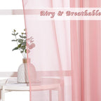 NICETOWN Sheer Textured Voile Curtains - Ring Top Soft Sheer Vertical Window Coverings with Light Penetration for Loft/Apartment (W54 x L72 - inch, Coral, Set of 2)