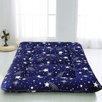 MAXYOYO Navy Starry Sky Japanese Futon Mattress, Tatami Mat Portable Camping Mattress, Kids Sleeping Pad, Foldable Roll Up Floor Lounger Couch Bed, Twin Size with Cover