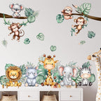 Jungle Animal Wall Stickers Forest Safari Wall Decals Kid Room Nursery Baby Bedroom Décor (Animal Turtle Dorsal Leaves)