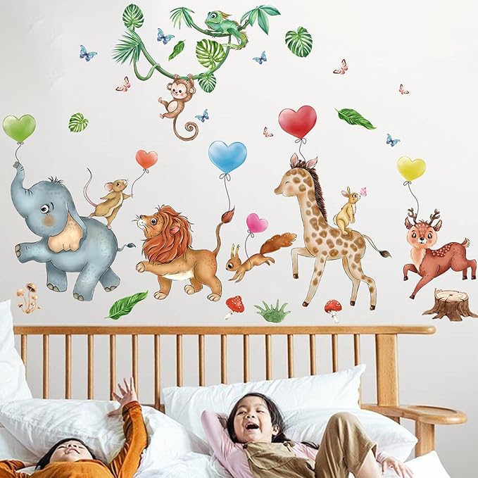 Animal Wall Stickers Decals Kid Room Nursery Baby Bedroom Décor (Animal Love Balloon)