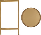 Kate and Laurel Celia Round Metal Foldable Accent Table with Tray Top, Gold