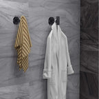 Towel Hooks Bathroom Coat Robe Wall Hook Heavy Duty Door Hanger Towel Robe Clothes Cabinet Closet Sponges Rack for Bathroom Bedroom Kitchen Hotel Pool 4 Packs Matte Black(Drilling Installation)