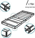 Twin XL Size Box Spring and Cover Set, 9 Inch High Profile Metal BoxSpring, Heavy Duty Structure Mattress Foundation, Noise Free, Non-Slip, Easy Assembly