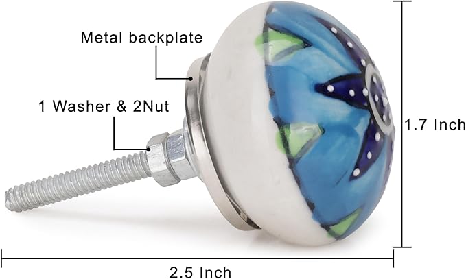 Cabinet Multicolor Assorted Ceramic Drawer Pull Handle Kitchen Cupboard Wardrobe Knob Boho Room Decorative Furniture Hardware Dresser Drawers Knobs-Pack of 6