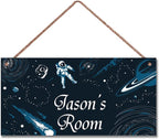 Personalized Space Decor for Boys Room Outer Space Theme Room Decor for Boys,Astronaut Wall Art Decor for Kids Room Boys Bedroom Comet Nursery Playroom