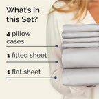 Full 6 Piece Sheet Set - Comfy Breathable & Cooling - Ultra-Soft Hotel Luxury Bedding Set w/ 8-16 Inch Deep Pockets - 1 Flat & 1 Fitted Sheet & 4 Pillowcases - Wrinkle Free & Easy Care - French Grey