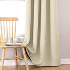 ChrisDowa 100% Blackout Curtains 108 inch Long for Bedroom with Black Liner, 2 Thick Layers Total Blackout Thermal Insulated Grommet Window Curtains 2 Panels Set (Light Beige, 52 x 108 Inch)