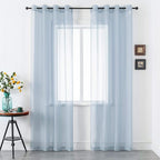 DUALIFE Dusty Blue Sheer Curtains 96 Inch Length for Living Room Decor Set of 2 Panels Grommet Window Look Semi Sheer Transparent Grey Blue Sheer Curtains for Bedroom 52x96 Inches Long Stone Blue