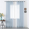DUALIFE Dusty Blue Curtains 120 Inches Extra Length for Living Room Decor 2 Panels Set Grommet Look Semi Transparent Sheer Curtains for Bedroom 120 Inch Long 10FT Stone Blue