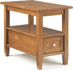 SIMPLIHOME Warm Shaker SOLID WOOD 14 inch Wide Rectangle Transitional Narrow Side Table in Light Golden Brown for the Living Room and Bedroom