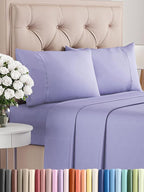 Twin 4 Piece Sheet Set - Comfy Breathable & Cooling - Ultra Soft Hotel Luxury Bedding Set w/ 8-16 Inch Deep Pockets - 1 Flat & 1 Fitted Sheet & 2 Pillowcases - Wrinkle Free and Easy Care - Lavender
