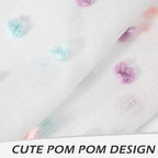 MYSKY HOME White Sheer Curtains for Living Room Sliding Door Windows Rainbow Pom Pom Bedroom Curtains 2 Panels Light Filtering 95 Inch Curtains Dining Room Parties Rod Pocket Farmhouse 52" x 95" inch