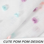 MYSKY HOME Curtains for Living Room 84 Inch Long Rainbow Pom Pom Curtains for Bedroom Sheer Curtains for Nursery Windows Rod Pocket Privacy Drapes Dining Room 38" x 84" 2 Panels