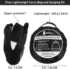Black Mosquito Net for Single to King-Sized Beds – 2 Openings or Fully-Enclosed Bed Canopy – Conical Design for Decoration or Travel – Free Bag & Hanging Kit for Easy Setup